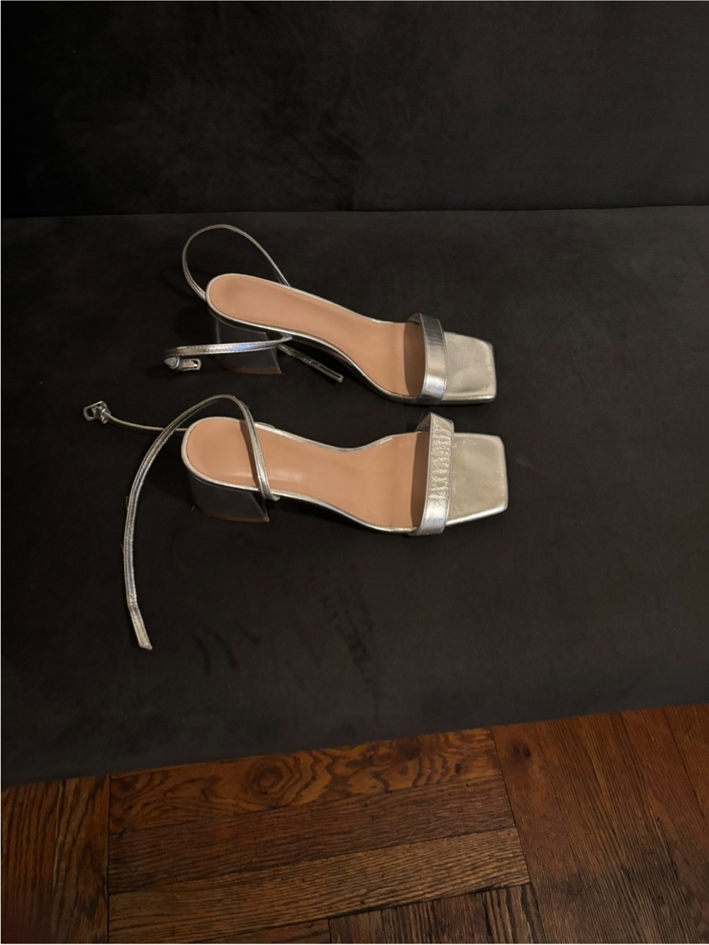 Silver Strappy Block Heel Sandals - Women's Dress Shoes